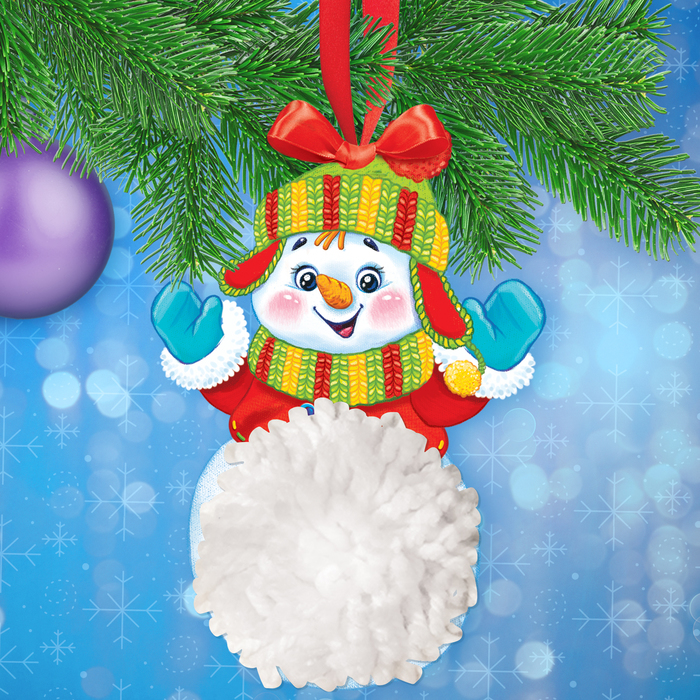 Набор для создания игрушки из помпона "Снеговик"