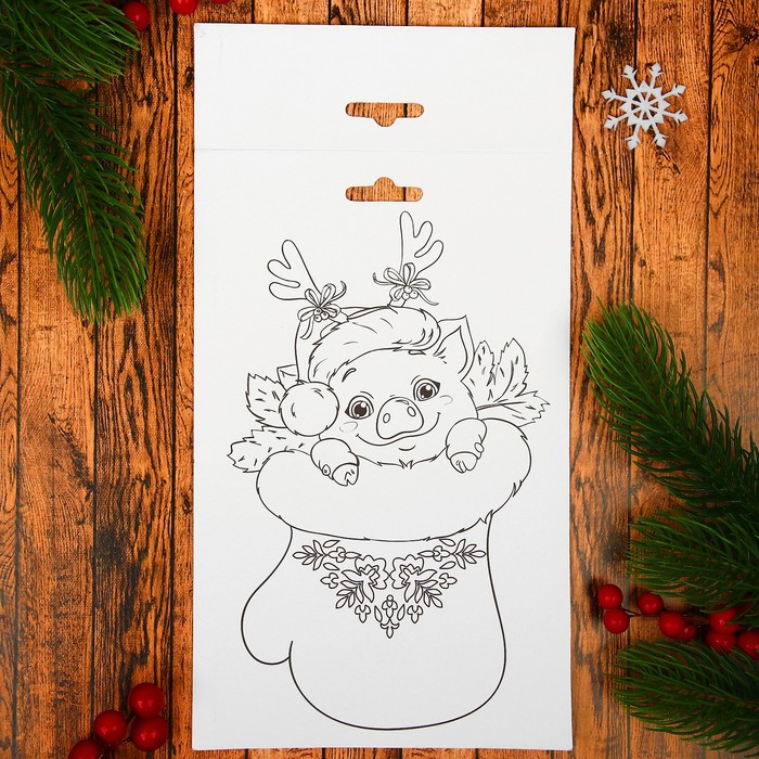 Аппликация перьями и стразами "Снегурочка" Свинка + бантик