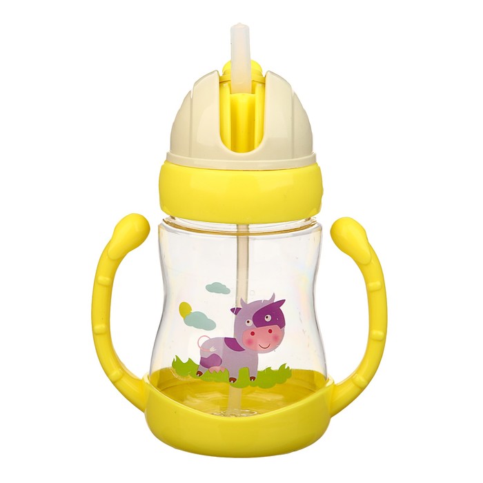 Поильник с трубочкой ,350 мл, Цвет МИКС