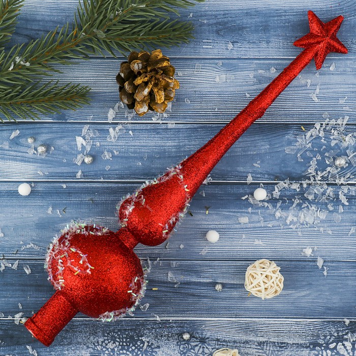 Наконечник "Узоры инея" 6*27 см, красный со звездой