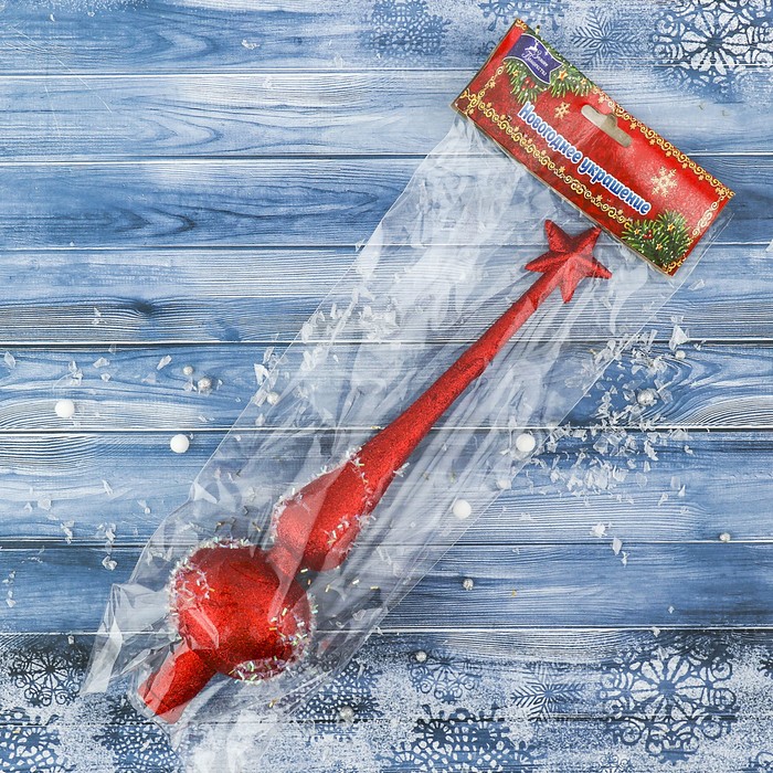 Наконечник "Узоры инея" 6*27 см, красный со звездой