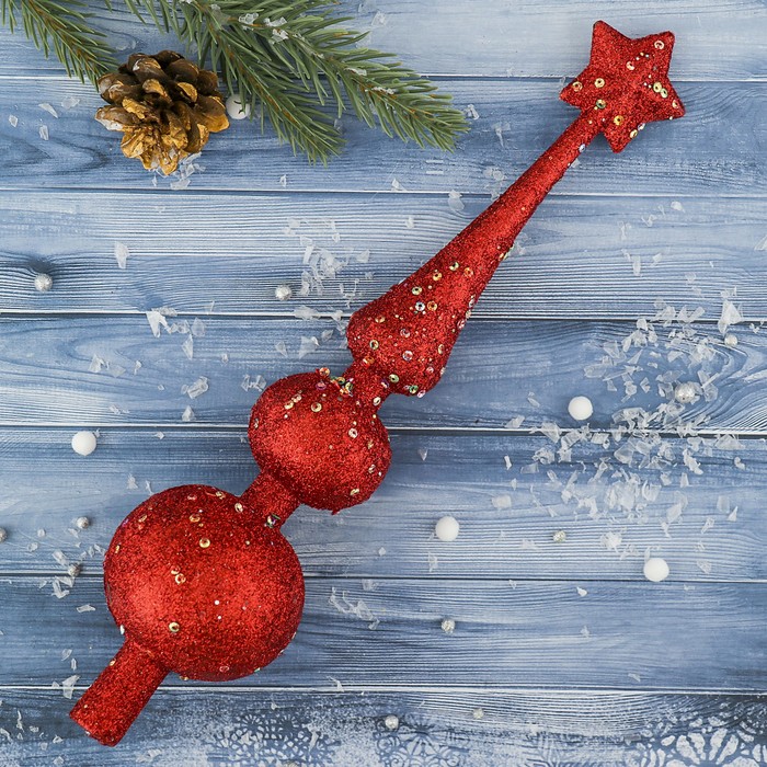 Наконечник "Блеск со звёздочкой" 6,5*28,5 см, красный