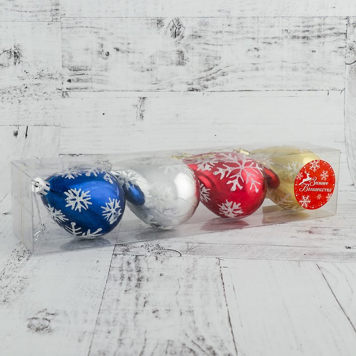 Украшение ёлочное "Сосульки-капельки" (набор 4 шт) 6*7,5 см, микс