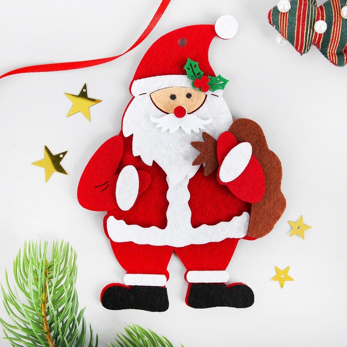 Набор для творчества - создай ёлочное украшение из фетра «Дед мороз с мешком подарков» набор для творчества создай ёлочное украшение из фетра дед мороз с ёлочкой