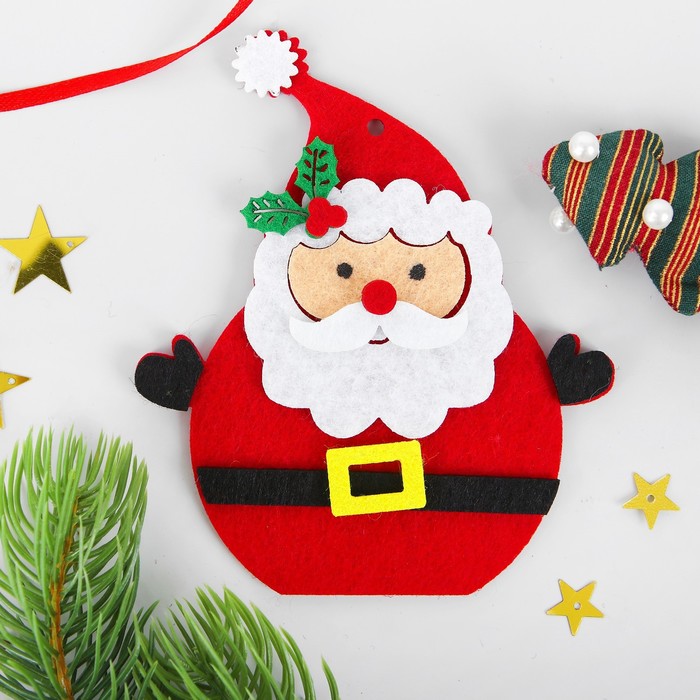 Набор для творчества - создай ёлочное украшение из фетра «Дед мороз - красный нос» набор для творчества создай ёлочное украшение из фетра дед мороз с мешком подарков
