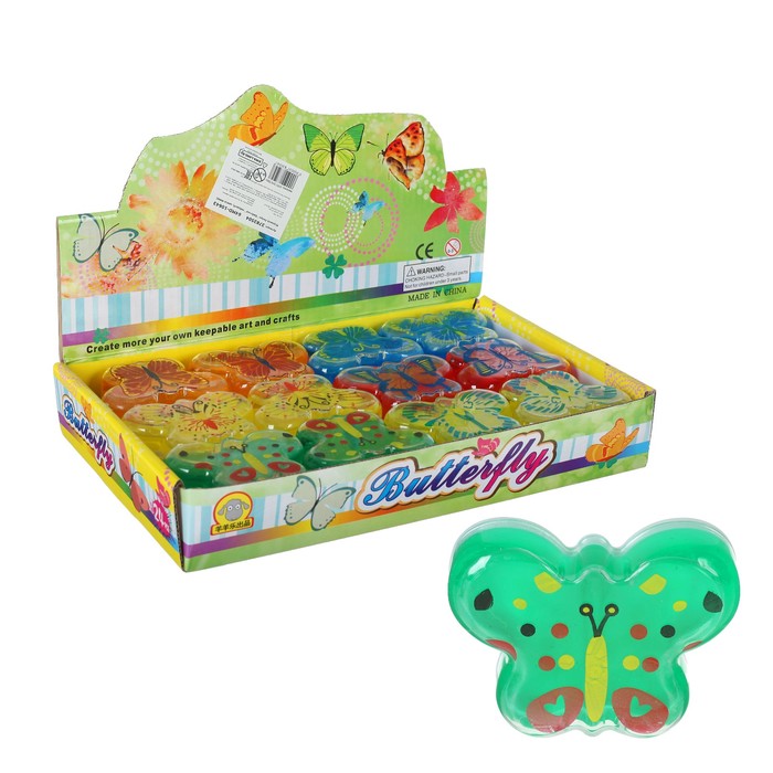 Лизун "Бабочка" твёрдый, цвета МИКС