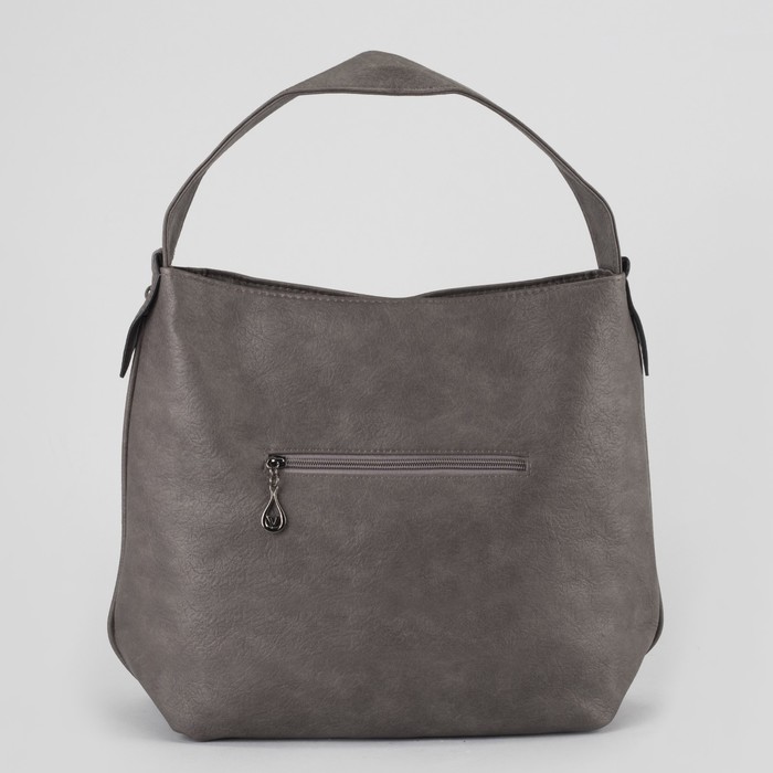 Сумка женская, отдел на молнии, наружный карман, цвет серый