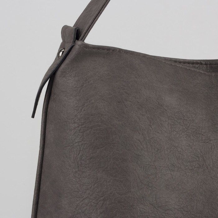 Сумка женская, отдел на молнии, наружный карман, цвет серый