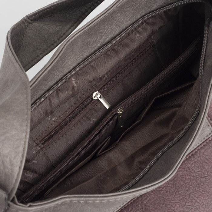 Сумка женская, отдел на молнии, наружный карман, цвет серый