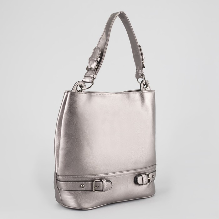 Сумка женская, отдел на молнии, наружный карман, цвет серебристый