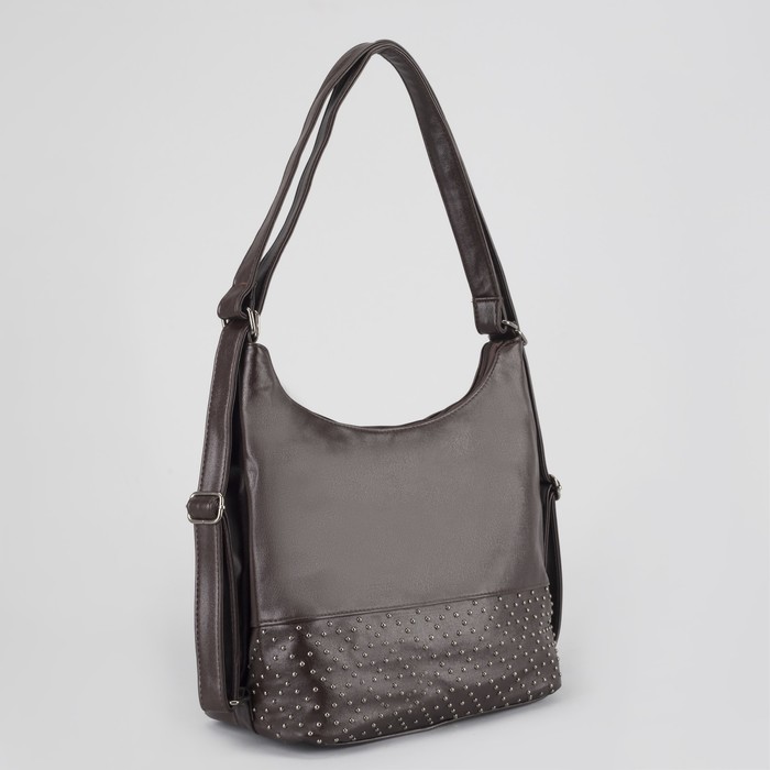 Сумка-рюкзак, отдел с перегородкой на молнии, наружный карман, цвет кофе