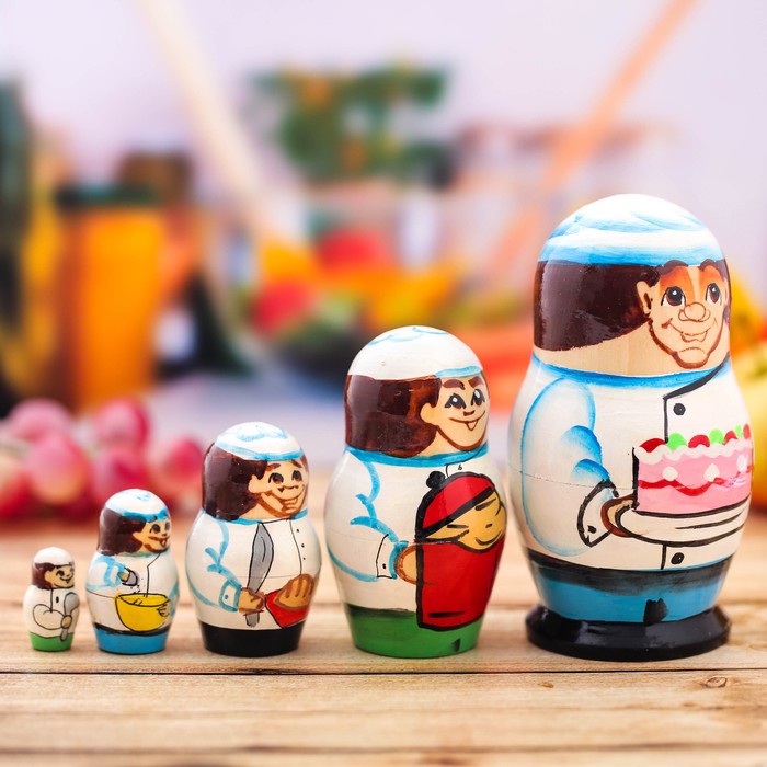 Матрешка 5 кукольная "Повар" 10 см