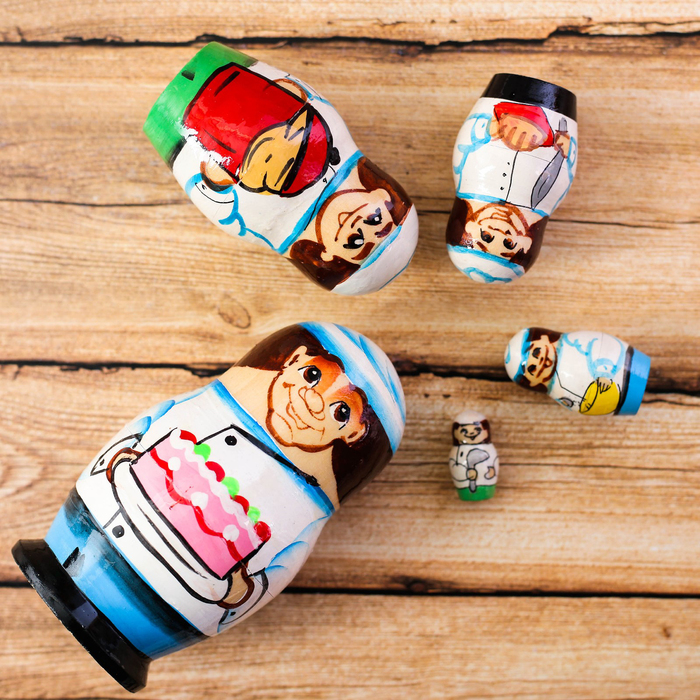 Матрешка 5 кукольная "Повар" 10 см