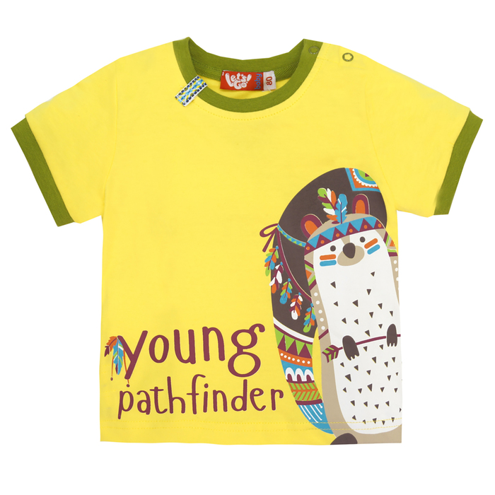 Комплект для мальчика футболка/шорты, желтый/хаки, рост 74 (48)