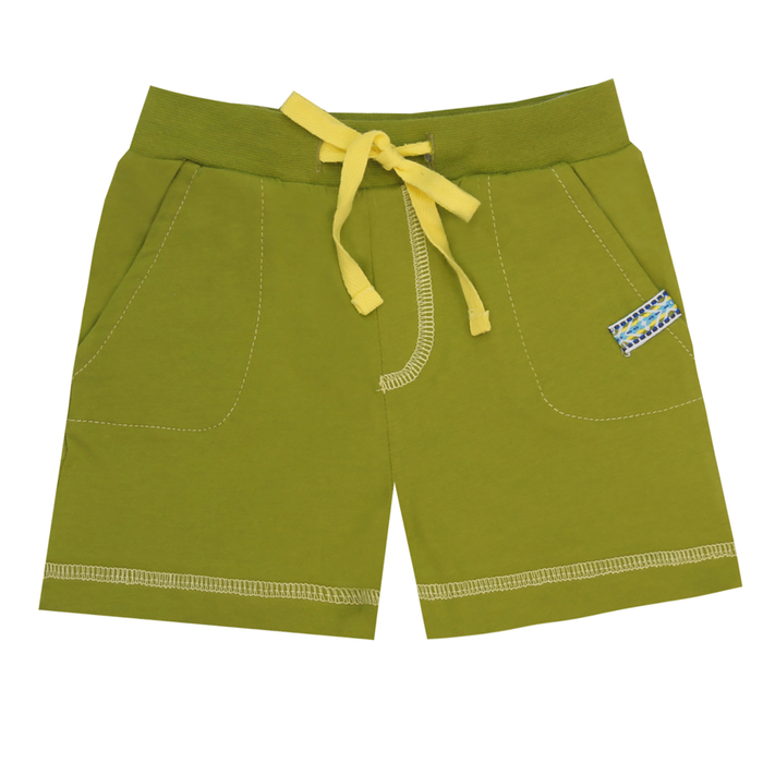 Комплект для мальчика футболка/шорты, желтый/хаки, рост 74 (48)