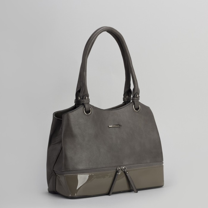 Сумка женская, отдел с перегородкой на молнии, наружный карман, цвет серый