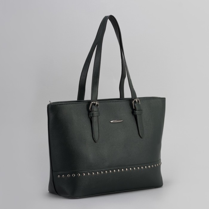 Сумка женская, отдел с перегородкой на молнии, наружный карман, цвет зелёный