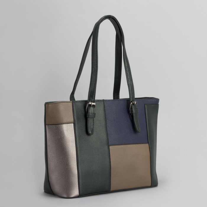 Сумка женская, отдел с перегородкой на молнии, наружный карман, цвет зелёный