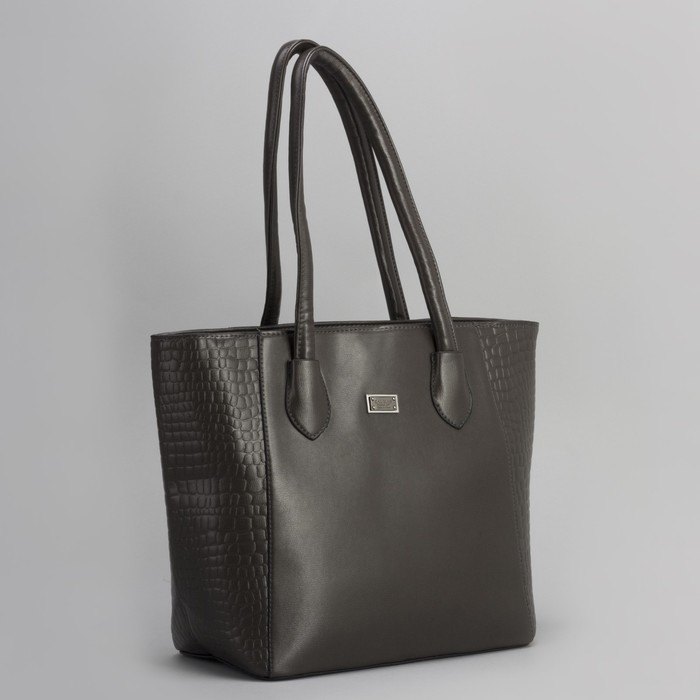 Сумка женская, отдел с перегородкой на молнии, наружный карман, цвет серый