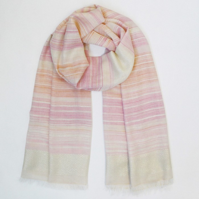 Шаль женская, размер 190х90 см, цвет оранжевый/сиреневый