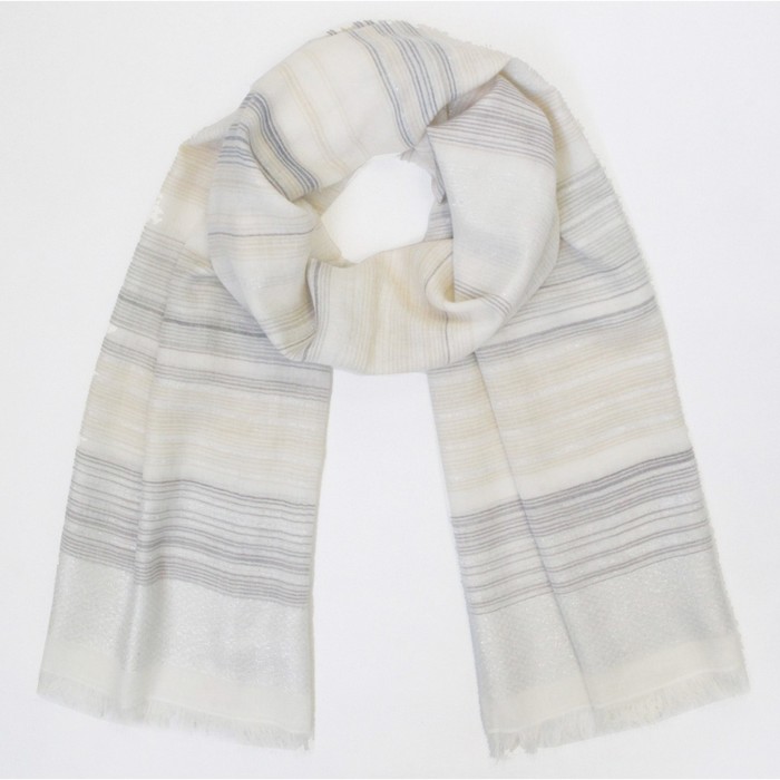 Шаль женская, размер 190х90 см, цвет белый/бежевый