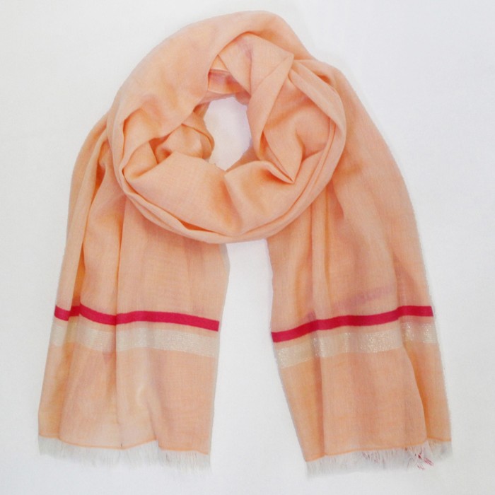 Шаль женская, размер 190х90 см, цвет персиковый