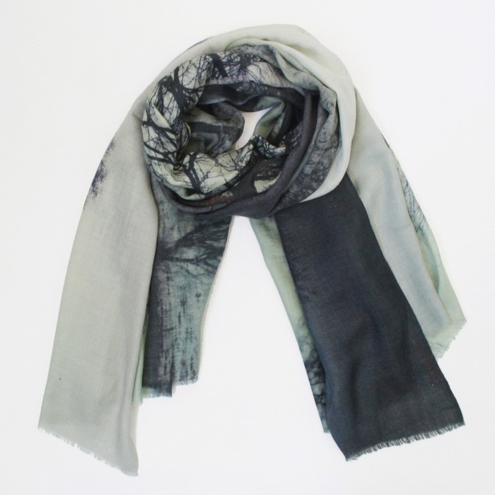 Шаль женская, размер 180х100 см, принт деревья