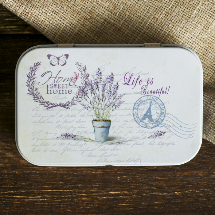 Шкатулка металл прямоугольная "Лаванда" МИКС 2х9,8х6 см