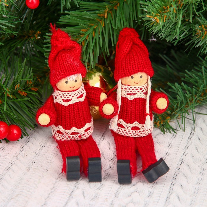 Игрушка - подвеска "Куколки в красных костюмах", МИКС