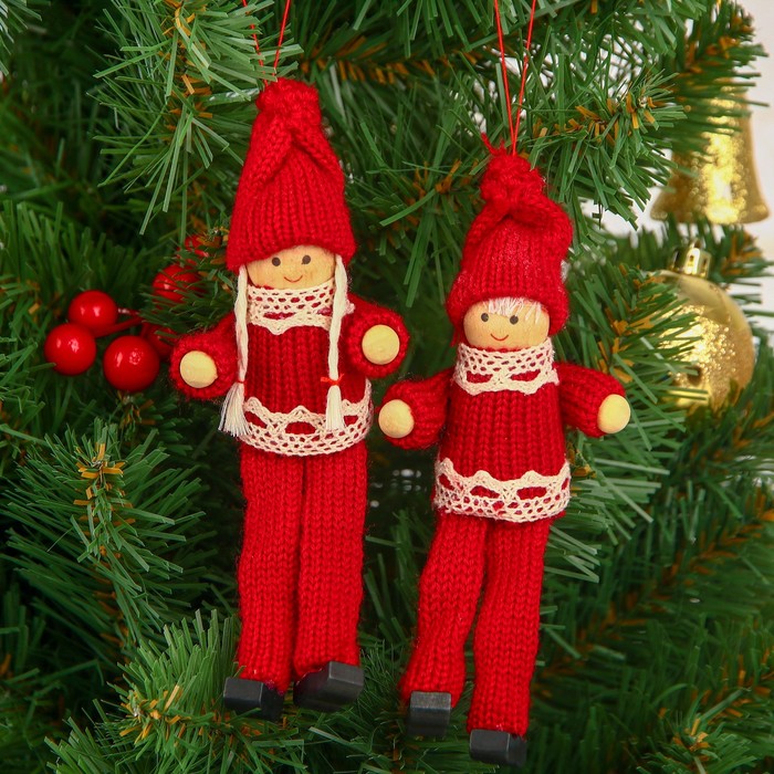 Игрушка - подвеска "Куколки в красных костюмах", МИКС