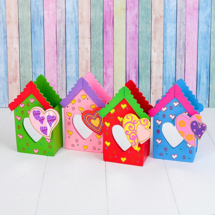 Карандашница "Дом с сердечком", МИКС
