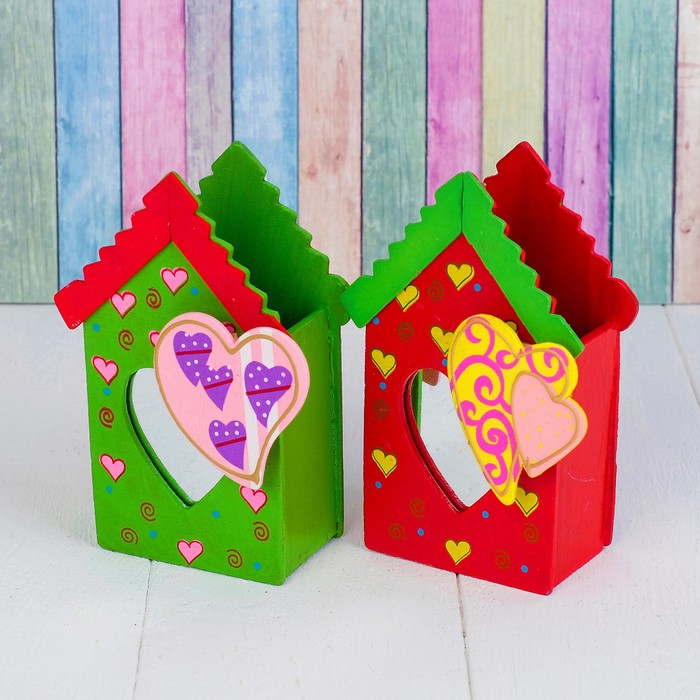 Карандашница "Дом с сердечком", МИКС