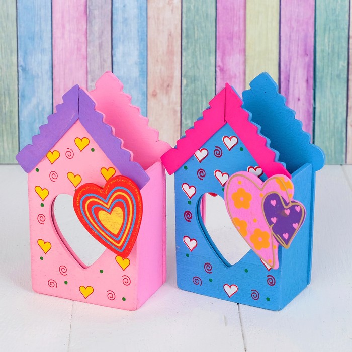 Карандашница "Дом с сердечком", МИКС