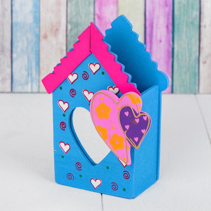 Карандашница "Дом с сердечком", МИКС