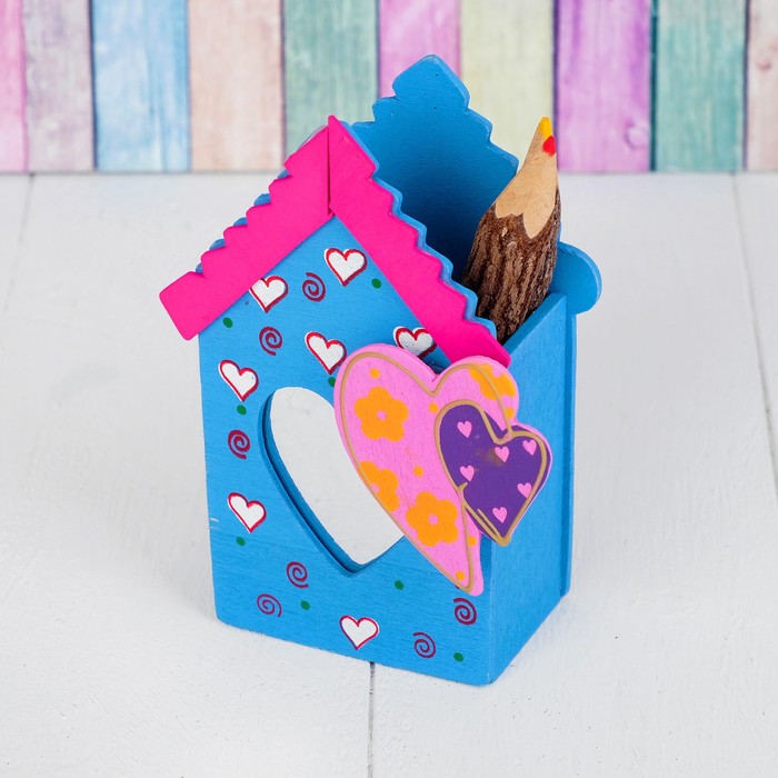 Карандашница "Дом с сердечком", МИКС