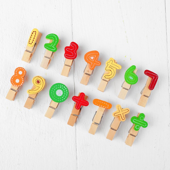 Набор для фото и декора "Цифры", в наборе прищепки 14 шт., верёвка 100 см