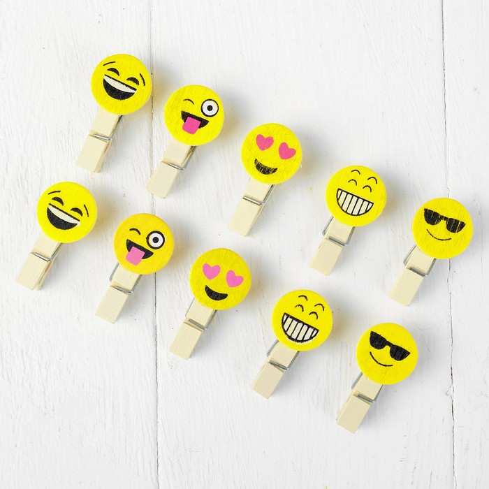Набор для фото и декора "Смайлы", в наборе прищепки 10 шт., верёвка 100 см