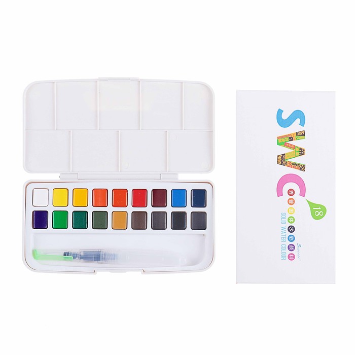 Краски акварелные 18цв Профессиональные с палитрой и кистью