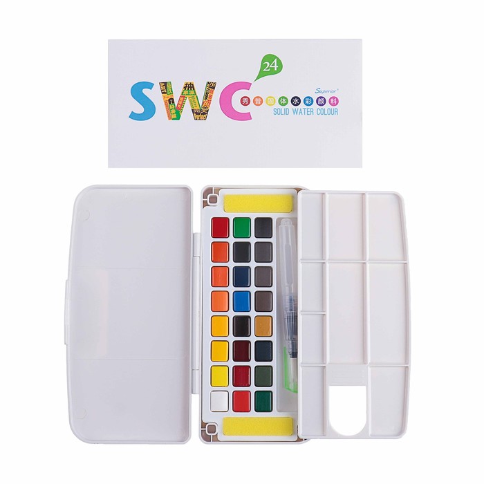 Краски акварелные 24цв Профессиональные с палитрой и кистью