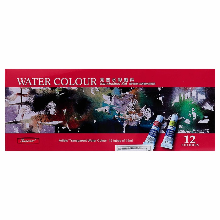 Краски акварельные 12цв в мет тубе 15мл в картонной коробке