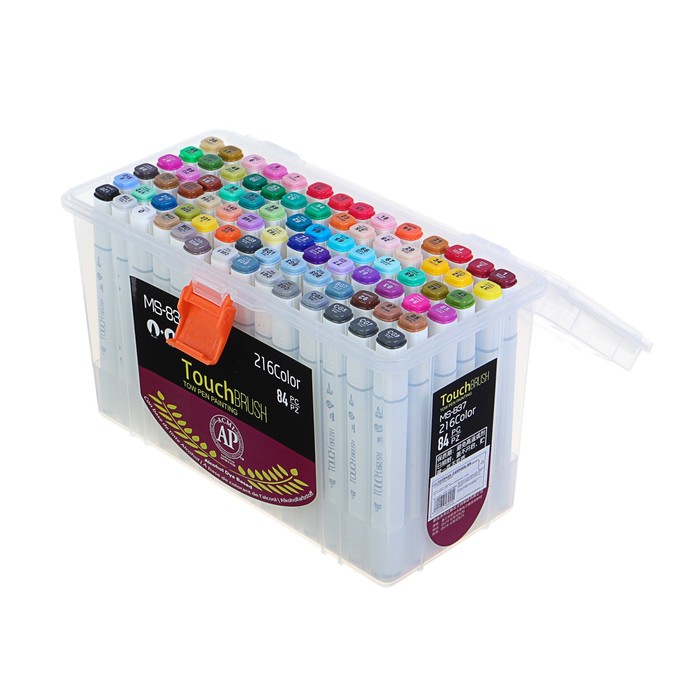 Набор маркеров профессиональных двусторонних с мягкой кистью 84шт/84цв MS-837