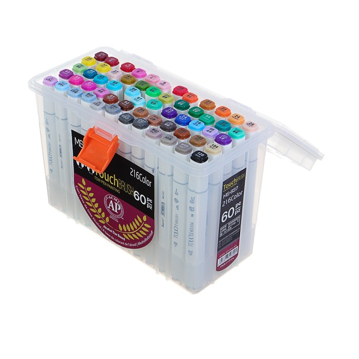 Набор маркеров профессиональных двусторонних с мягкой кистью 60шт/60цв MS-837