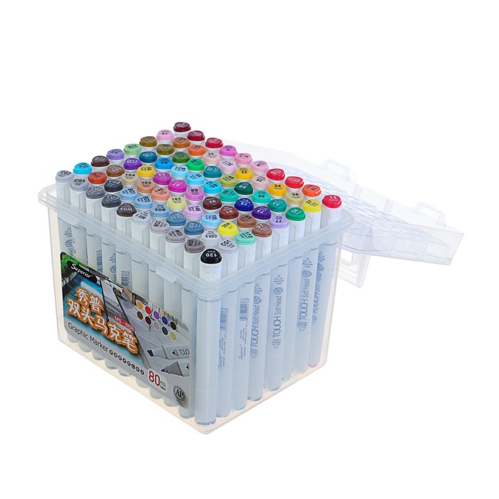 Набор маркеров профессиональных двусторонних 80шт/80цв MS-888