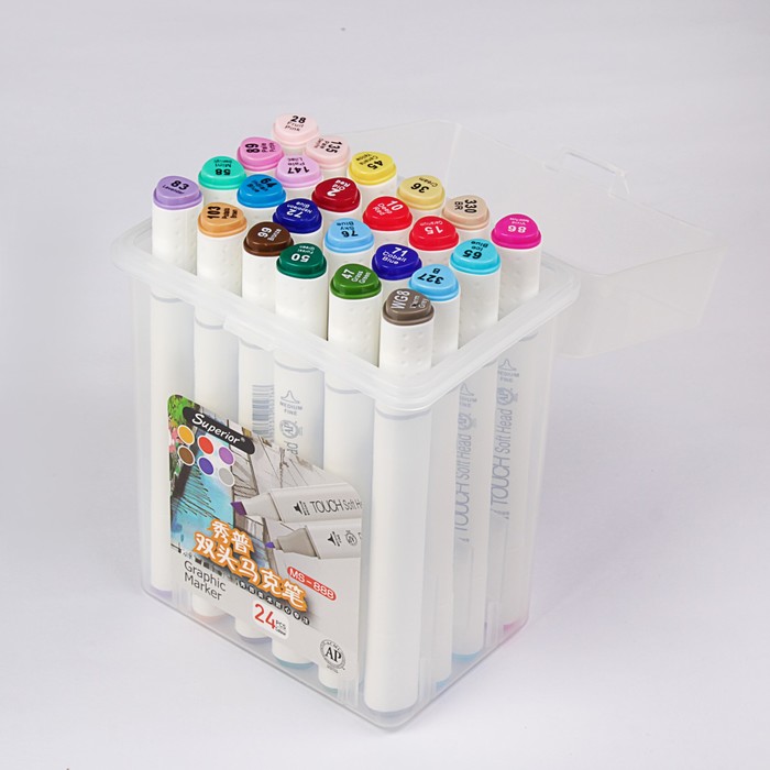 Набор маркеров профессиональных двусторонних 24шт/24цв набор B MS-888