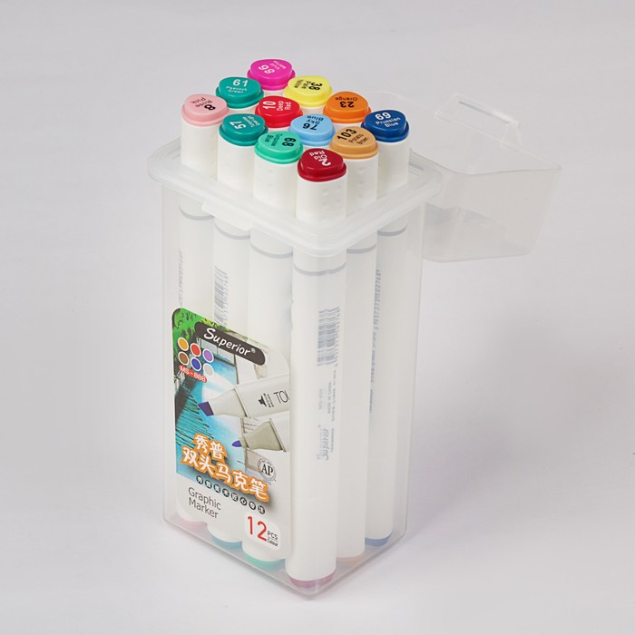 Набор маркеров профессиональных двусторонних 12шт/12цв Набор B MS-888