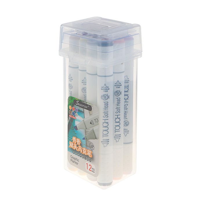 Набор маркеров профессиональных двусторонних 12шт/12цв Телесные оттенки MS-888