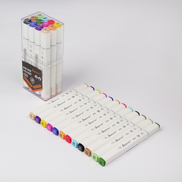 Набор маркеров профессиональных двусторонних 12шт/12цв Набор A MS-898