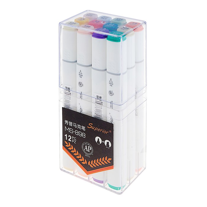 Набор маркеров профессиональных двусторонних 12шт/12цв Набор C MS-898