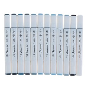 Набор маркеров Superior, профессиональные, двусторонние, 12 штук, 12 цветов, оттенки серого, MS-898 от Сима-ленд