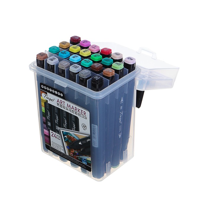 Набор маркеров профессиональных двусторонних черный корпус 24шт/24цв Набор A MS-818